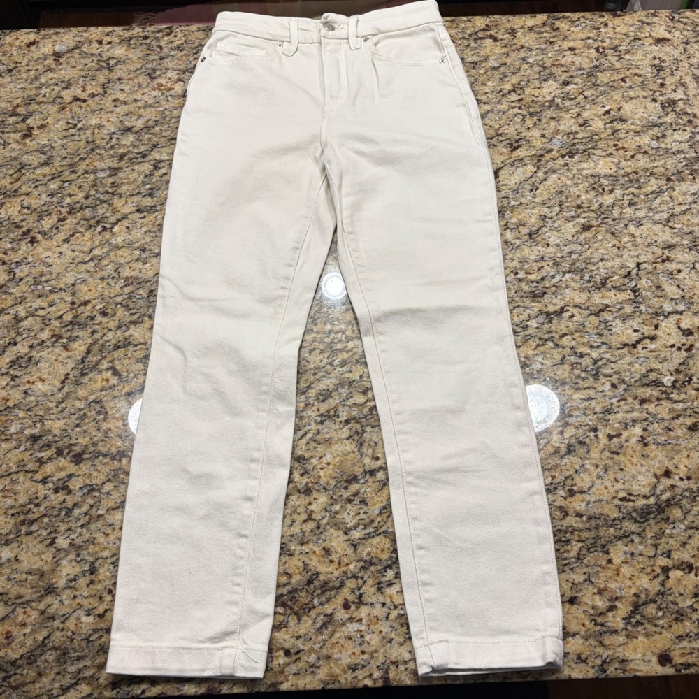 Good American High Rise Straight Leg Jeans Cream White Size 2/26 ws